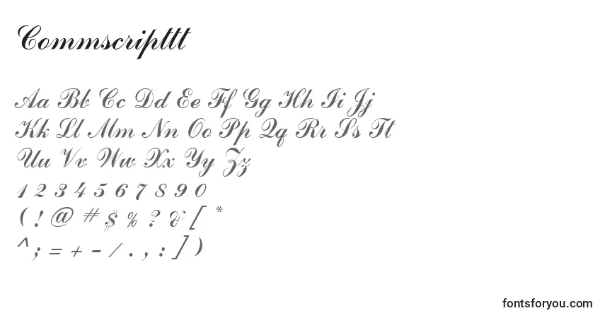 Commscripttt-fontti – aakkoset, numerot, erikoismerkit