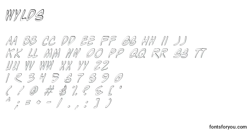 Шрифт Wylds – алфавит, цифры, специальные символы