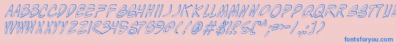 Wylds-Schriftart – Blaue Schriften auf rosa Hintergrund