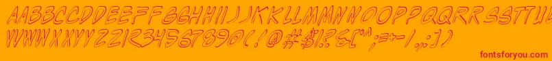 Wylds-Schriftart – Rote Schriften auf orangefarbenem Hintergrund