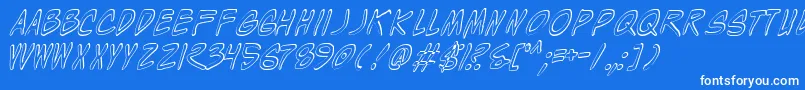 Czcionka Wylds – białe czcionki na niebieskim tle