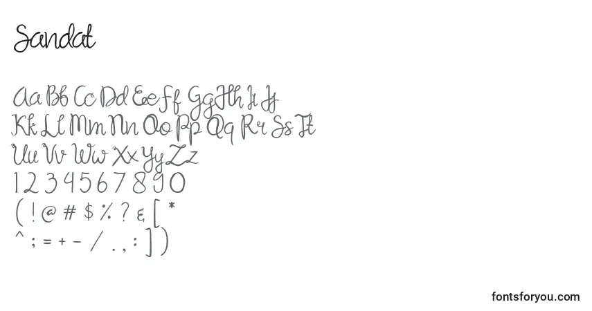 A fonte Sandat (88007) – alfabeto, números, caracteres especiais