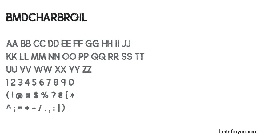 Schriftart BmdCharbroil – Alphabet, Zahlen, spezielle Symbole