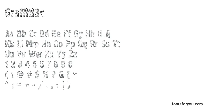 A fonte Graffiti3c – alfabeto, números, caracteres especiais