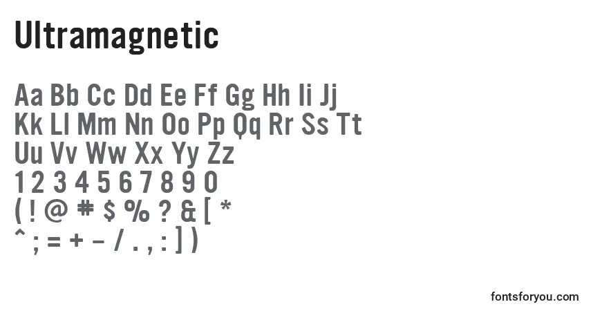 Schriftart Ultramagnetic – Alphabet, Zahlen, spezielle Symbole