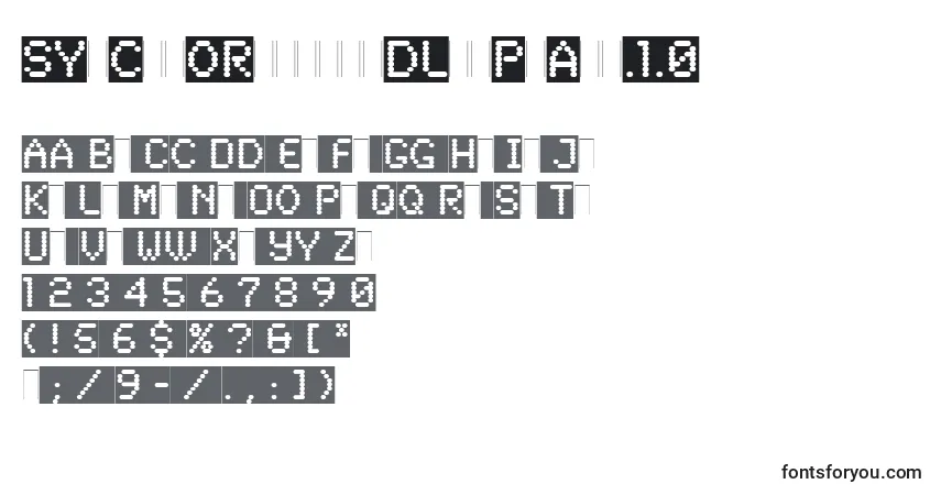 Czcionka SynchroReversedLetPlain.1.0 – alfabet, cyfry, specjalne znaki
