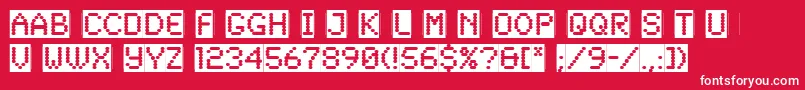 SynchroReversedLetPlain.1.0 Font – White Fonts on Red Background