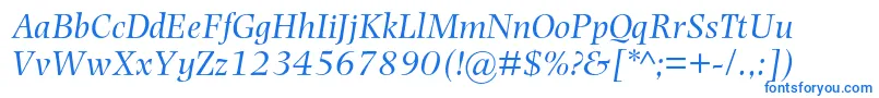 PhotinamtstdItalic-Schriftart – Blaue Schriften auf weißem Hintergrund