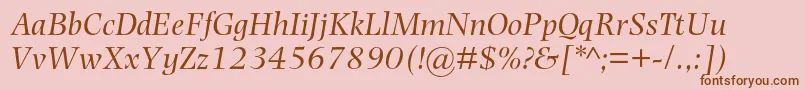 PhotinamtstdItalic Font – Brown Fonts on Pink Background