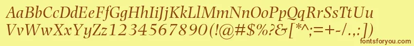 PhotinamtstdItalic Font – Brown Fonts on Yellow Background