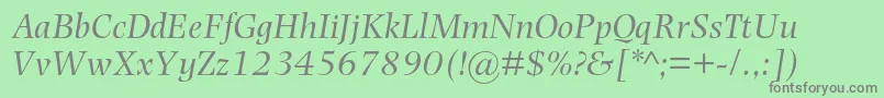 フォントPhotinamtstdItalic – 緑の背景に灰色の文字