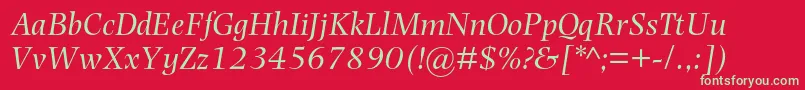 フォントPhotinamtstdItalic – 赤い背景に緑の文字