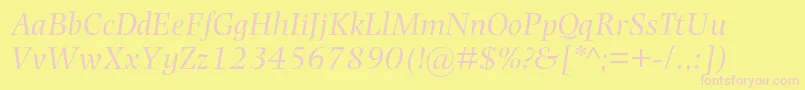 PhotinamtstdItalic Font – Pink Fonts on Yellow Background