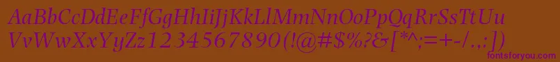 PhotinamtstdItalic Font – Purple Fonts on Brown Background