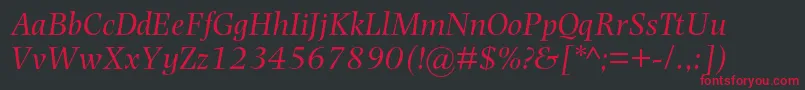 PhotinamtstdItalic Font – Red Fonts on Black Background