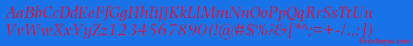PhotinamtstdItalic Font – Red Fonts on Blue Background