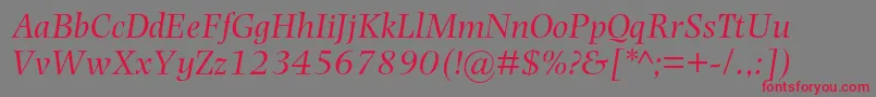PhotinamtstdItalic-Schriftart – Rote Schriften auf grauem Hintergrund