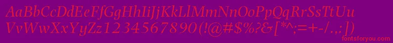PhotinamtstdItalic-Schriftart – Rote Schriften auf violettem Hintergrund