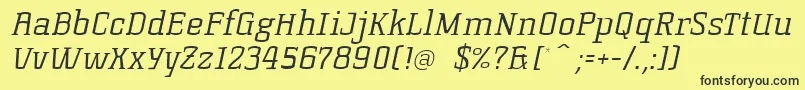 フォントKorneuburgslablightLightitalic – 黒い文字の黄色い背景