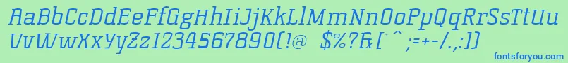 フォントKorneuburgslablightLightitalic – 青い文字は緑の背景です。