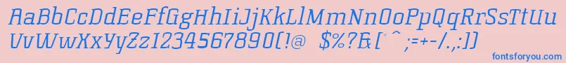 フォントKorneuburgslablightLightitalic – ピンクの背景に青い文字