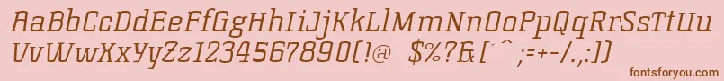 フォントKorneuburgslablightLightitalic – ピンクの背景に茶色のフォント