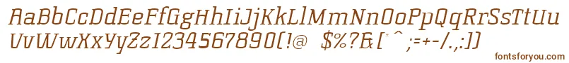 フォントKorneuburgslablightLightitalic – 白い背景に茶色のフォント