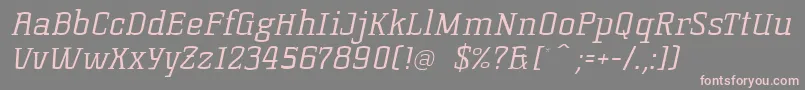 フォントKorneuburgslablightLightitalic – 灰色の背景にピンクのフォント