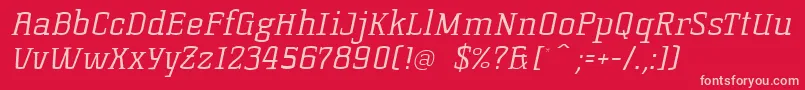 フォントKorneuburgslablightLightitalic – 赤い背景にピンクのフォント