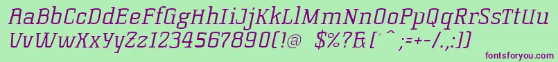 KorneuburgslablightLightitalic Font – Purple Fonts on Green Background