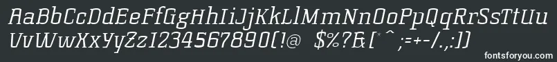 フォントKorneuburgslablightLightitalic – 黒い背景に白い文字