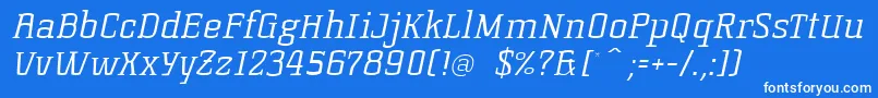 フォントKorneuburgslablightLightitalic – 青い背景に白い文字