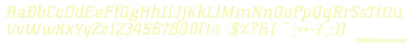 フォントKorneuburgslablightLightitalic – 白い背景に黄色の文字