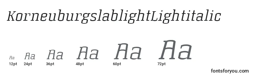 KorneuburgslablightLightitalic Font Sizes