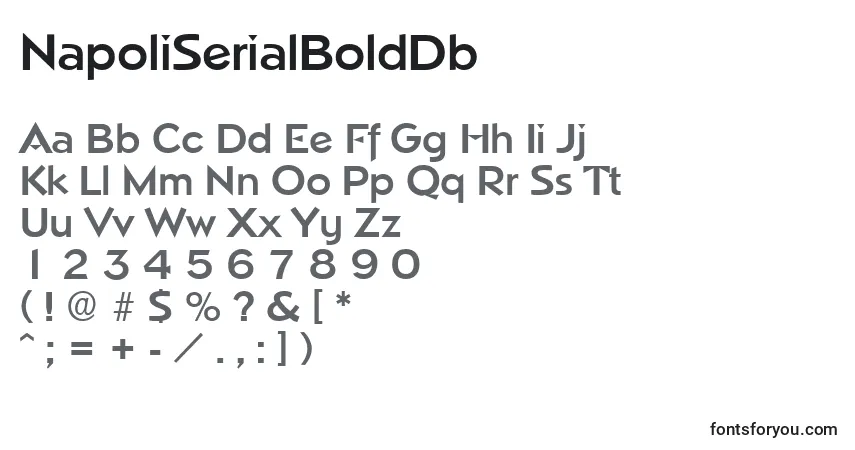 Czcionka NapoliSerialBoldDb – alfabet, cyfry, specjalne znaki