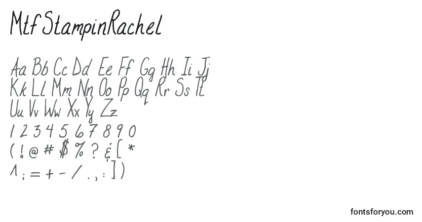 A fonte MtfStampinRachel – alfabeto, números, caracteres especiais
