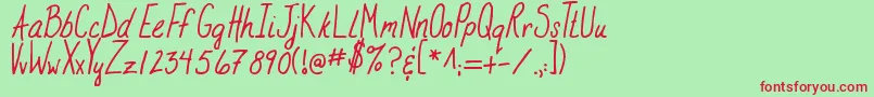 MtfStampinRachel Font – Red Fonts on Green Background