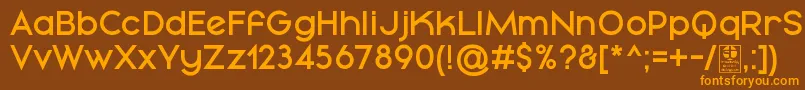MayekaDemiBoldDemo-Schriftart – Orangefarbene Schriften auf braunem Hintergrund