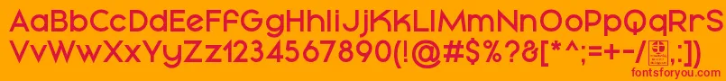 MayekaDemiBoldDemo-Schriftart – Rote Schriften auf orangefarbenem Hintergrund
