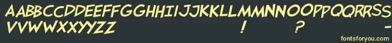 フォントJaysfxitalic – 黒い背景に黄色の文字