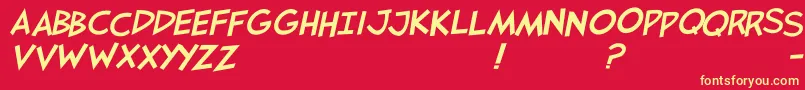 Fonte Jaysfxitalic – fontes amarelas em um fundo vermelho