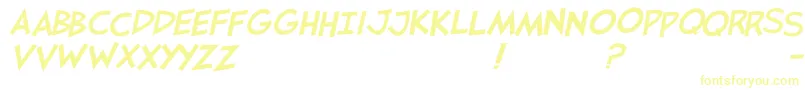 フォントJaysfxitalic – 白い背景に黄色の文字
