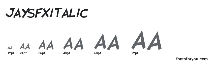 Размеры шрифта Jaysfxitalic