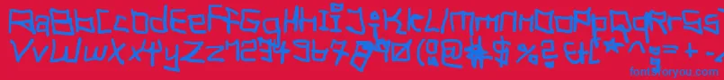 TagHandGraffitiTrashFat Font – Blue Fonts on Red Background