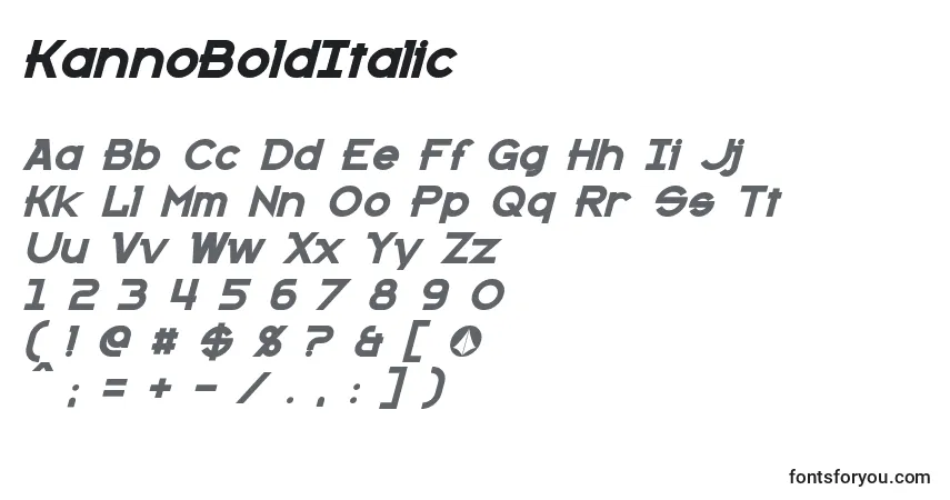 Schriftart KannoBoldItalic – Alphabet, Zahlen, spezielle Symbole