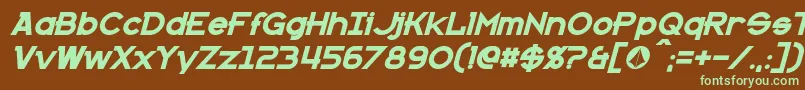 KannoBoldItalic Font – Green Fonts on Brown Background