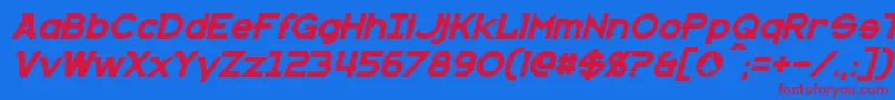 KannoBoldItalic Font – Red Fonts on Blue Background