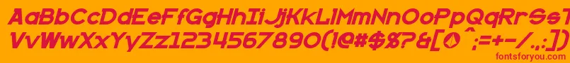 KannoBoldItalic-Schriftart – Rote Schriften auf orangefarbenem Hintergrund
