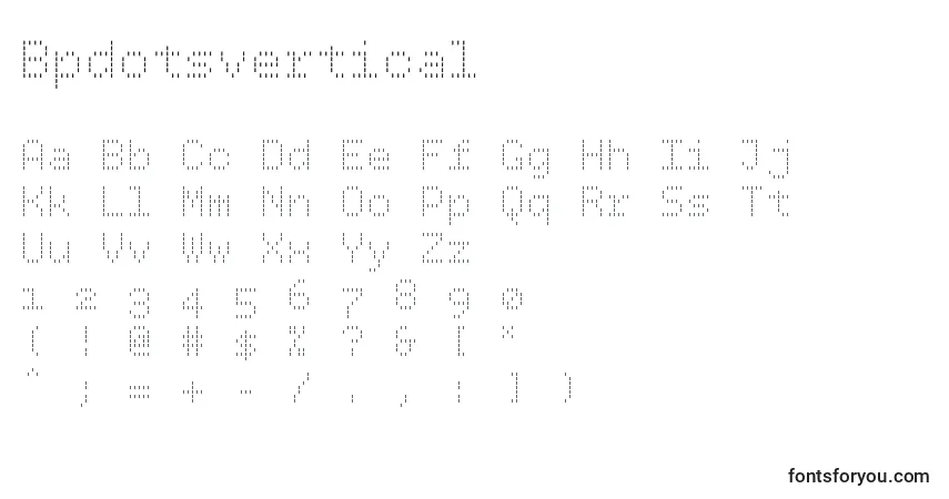 Czcionka Bpdotsvertical – alfabet, cyfry, specjalne znaki