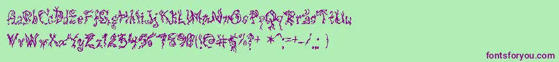 フォントPulsestate – 緑の背景に紫のフォント
